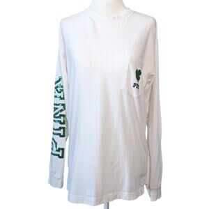 VS PINK White St. Patrick's Day Long Sleeve Crew Neck Sequin T-Shirt Size XS